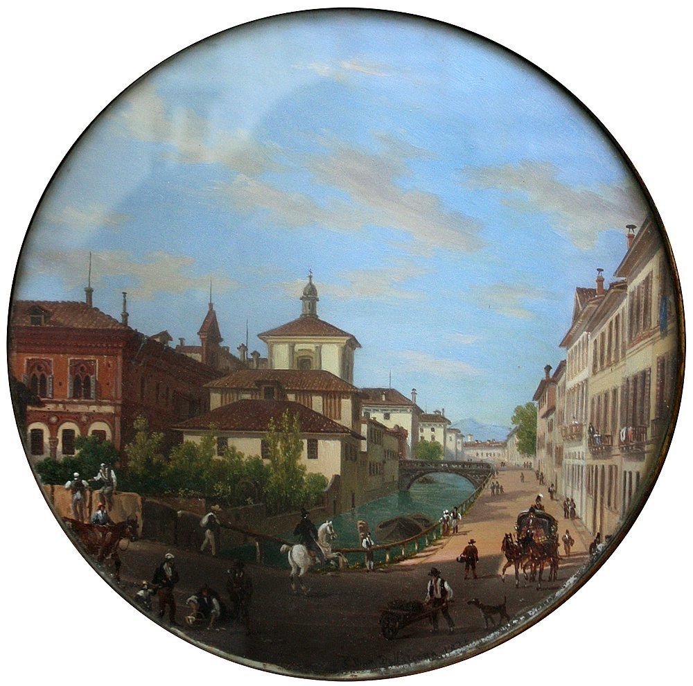 Giovanni Battista Dell'acqua (italien, 1790-1845) Milan: Veduta Del Naviglio Di Porta Romana-photo-3