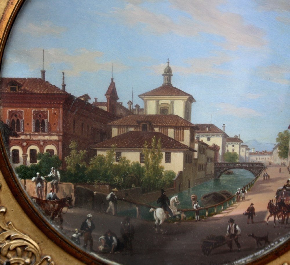 Giovanni Battista Dell'acqua (italien, 1790-1845) Milan: Veduta Del Naviglio Di Porta Romana-photo-4