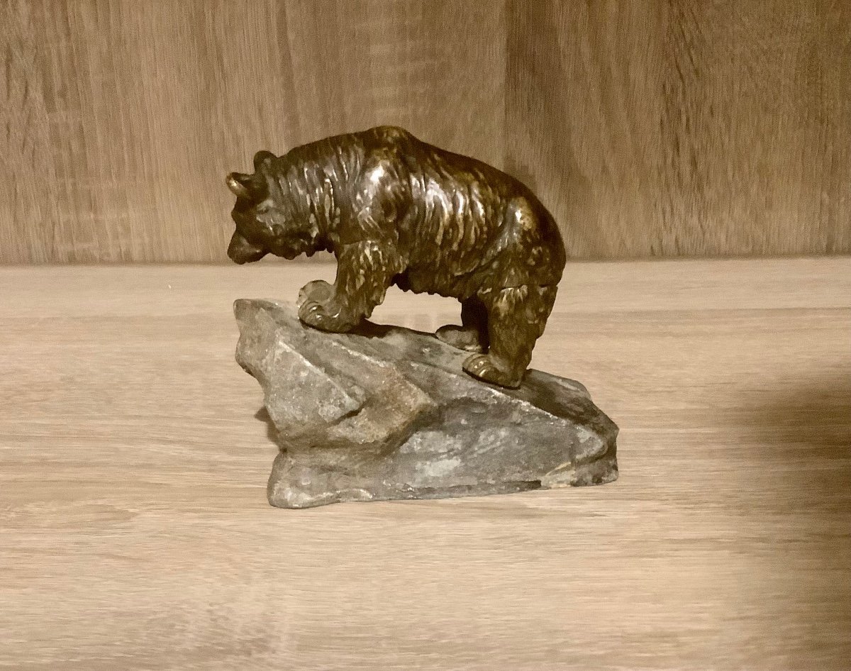 Vienna Bronze Around 1900, Sculpture Of A Bear On The Rock-photo-3