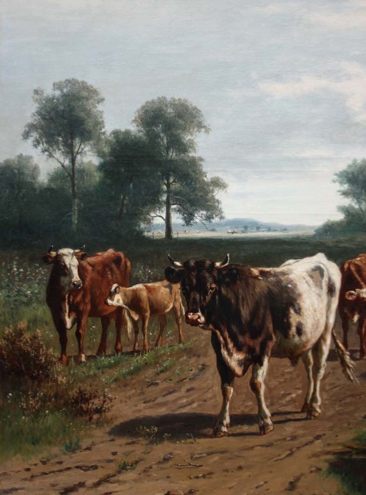 Bergère avec du bétail par William Frederick Hulk ( Britannique - Néerlandais, 1852-1922)-photo-1