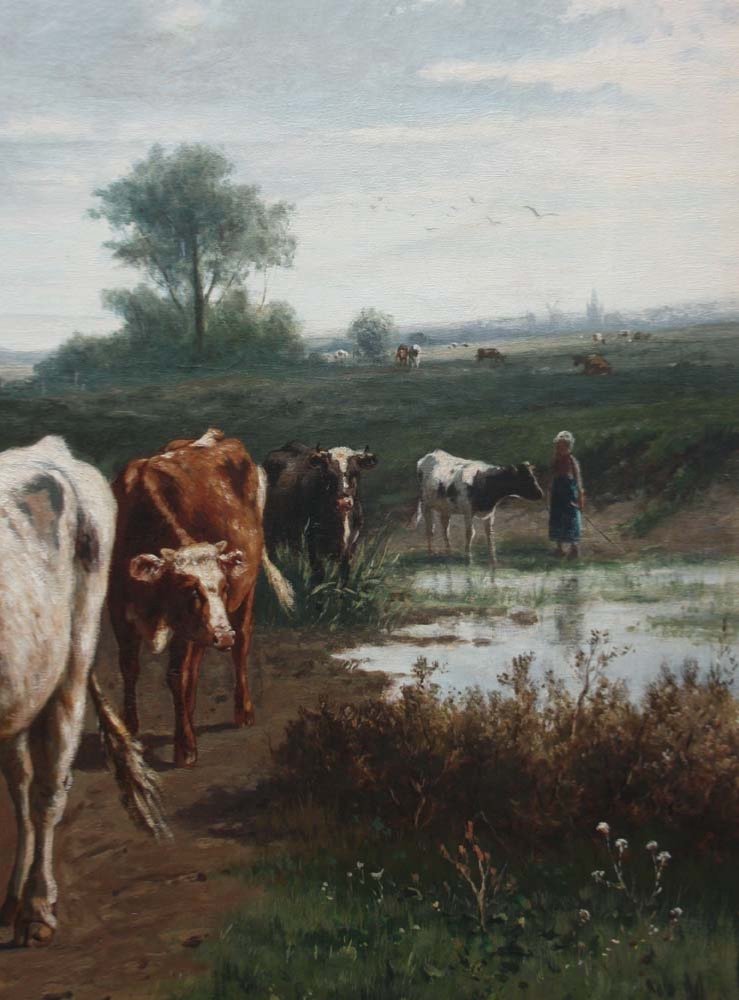 Bergère avec du bétail par William Frederick Hulk ( Britannique - Néerlandais, 1852-1922)-photo-3