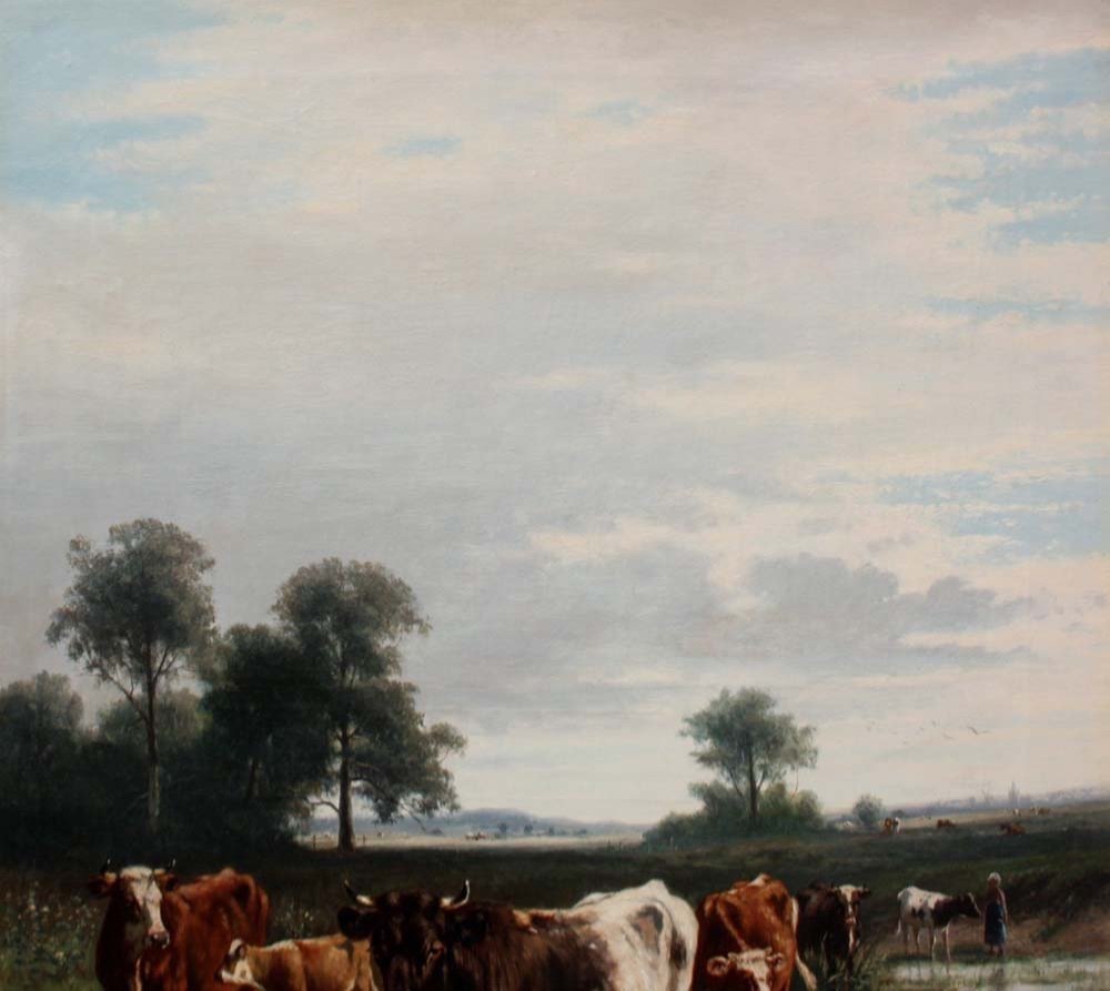 Bergère avec du bétail par William Frederick Hulk ( Britannique - Néerlandais, 1852-1922)-photo-4