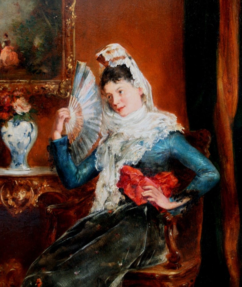 Dame espagnole à l'intérieur par Juan Antonio Gonsales/Gonzalez (Espagnol, 1842 - 1914)-photo-4