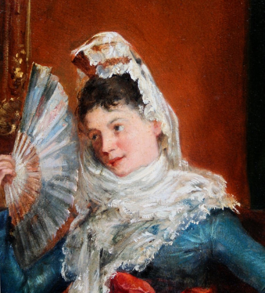 Spanish Lady In The Interior By Juan Antonio Gonsales/gonzalez (spanish, 1842 - 1914)-photo-1