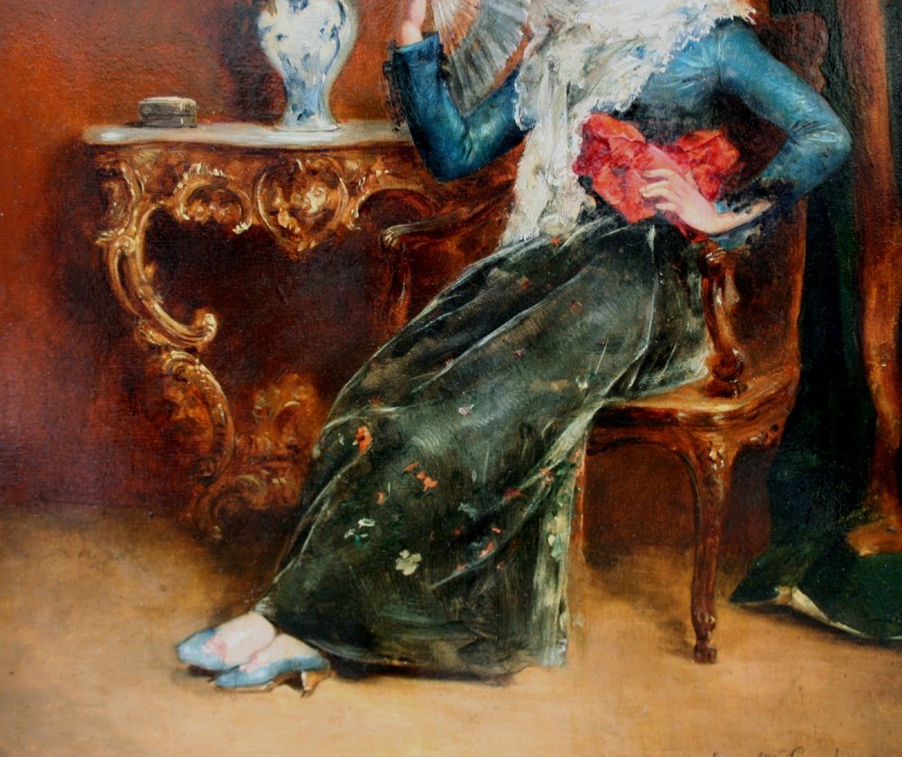 Dame espagnole à l'intérieur par Juan Antonio Gonsales/Gonzalez (Espagnol, 1842 - 1914)-photo-2