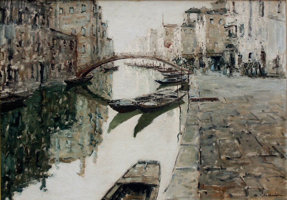 Giuseppe (Bepi) Marino (1916 - Venise - 1975) Vue impressionniste de Venise-photo-2