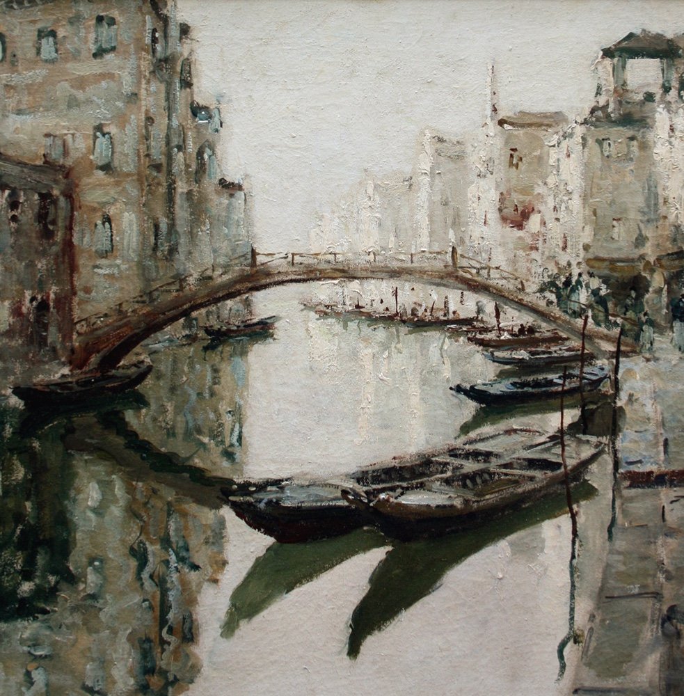 Giuseppe (Bepi) Marino (1916 - Venise - 1975) Vue impressionniste de Venise-photo-4