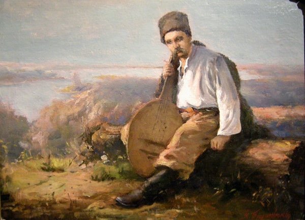 Konstantin Trutovsky (1826-1893), Attr.to “ Ukrainian Poet T. Shevchenko As Kobza-player“-photo-2