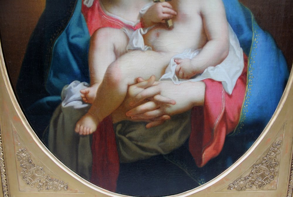 Vierge à l'enfant par l'artiste italien vers 1800 dans le goût de Fr. Trevisani (1656-1746)-photo-2