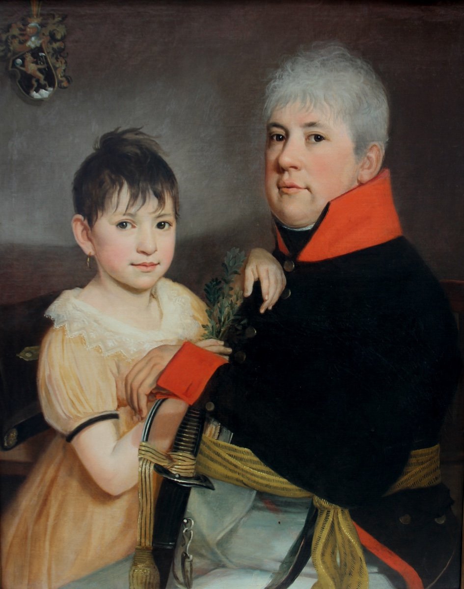 Johann Évangéliste Kasner (1776-1827) Portrait de Karl von Bohr avec sa fille Josefine-photo-2