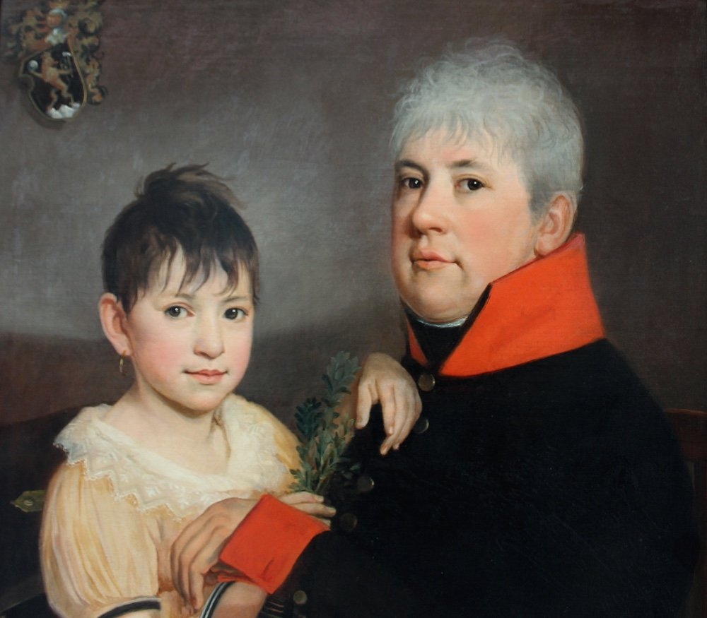 Johann Évangéliste Kasner (1776-1827) Portrait de Karl von Bohr avec sa fille Josefine-photo-3