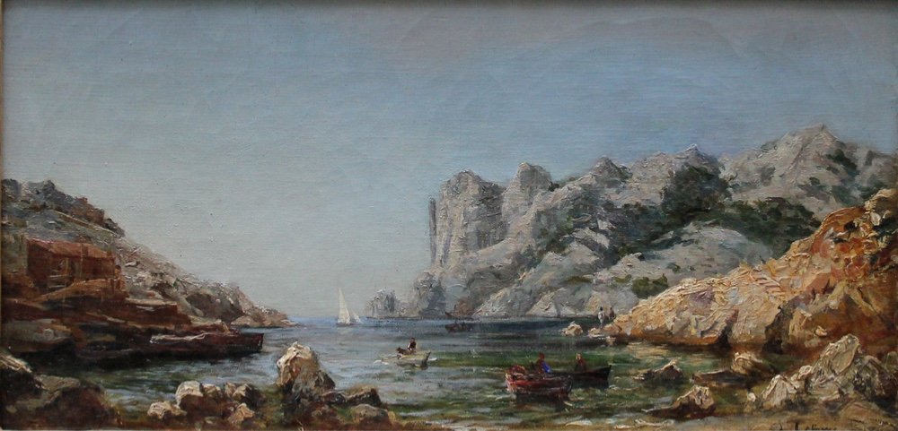 Baie Of Sormiou At Marseille By Charles Lefevre (french, 1875 - 1946)-photo-2