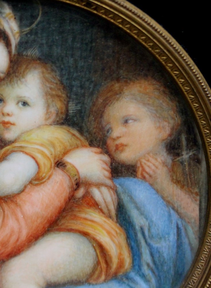 Madonna della Segia de E.Melocchi (italien, milieu du XIXe siècle) d'après Raffael-photo-1