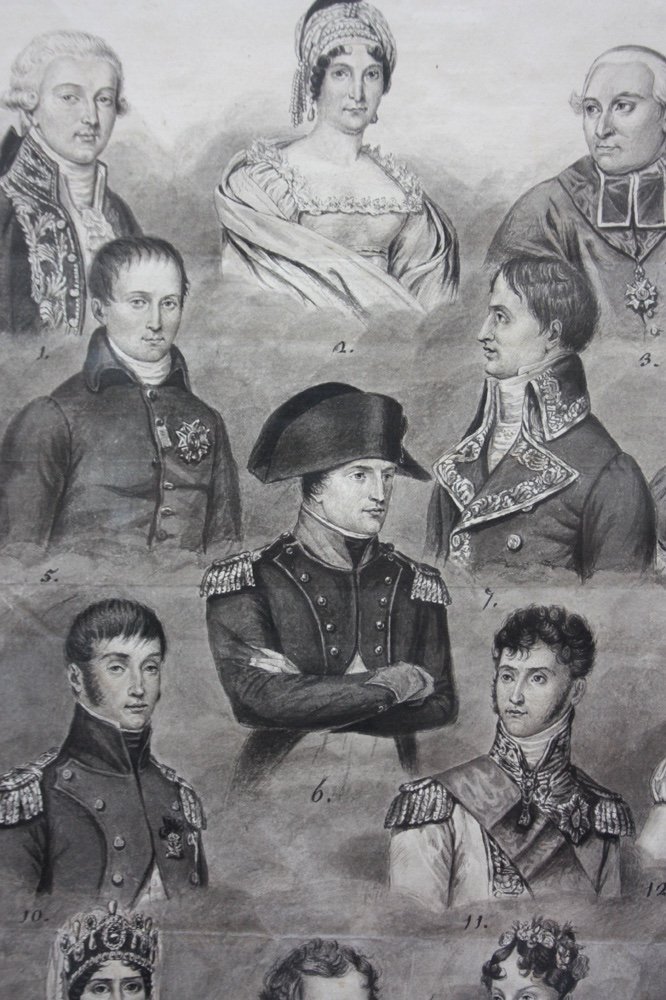 « La Famiglia Di Napoleone », Rare Portrait Aquarelle Du Début Du XIXe Siècle-photo-3