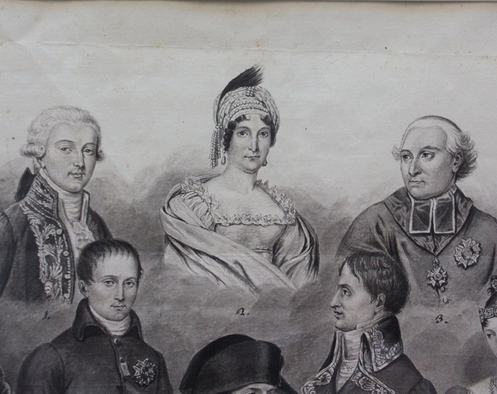 « La Famiglia Di Napoleone », Rare Portrait Aquarelle Du Début Du XIXe Siècle-photo-4