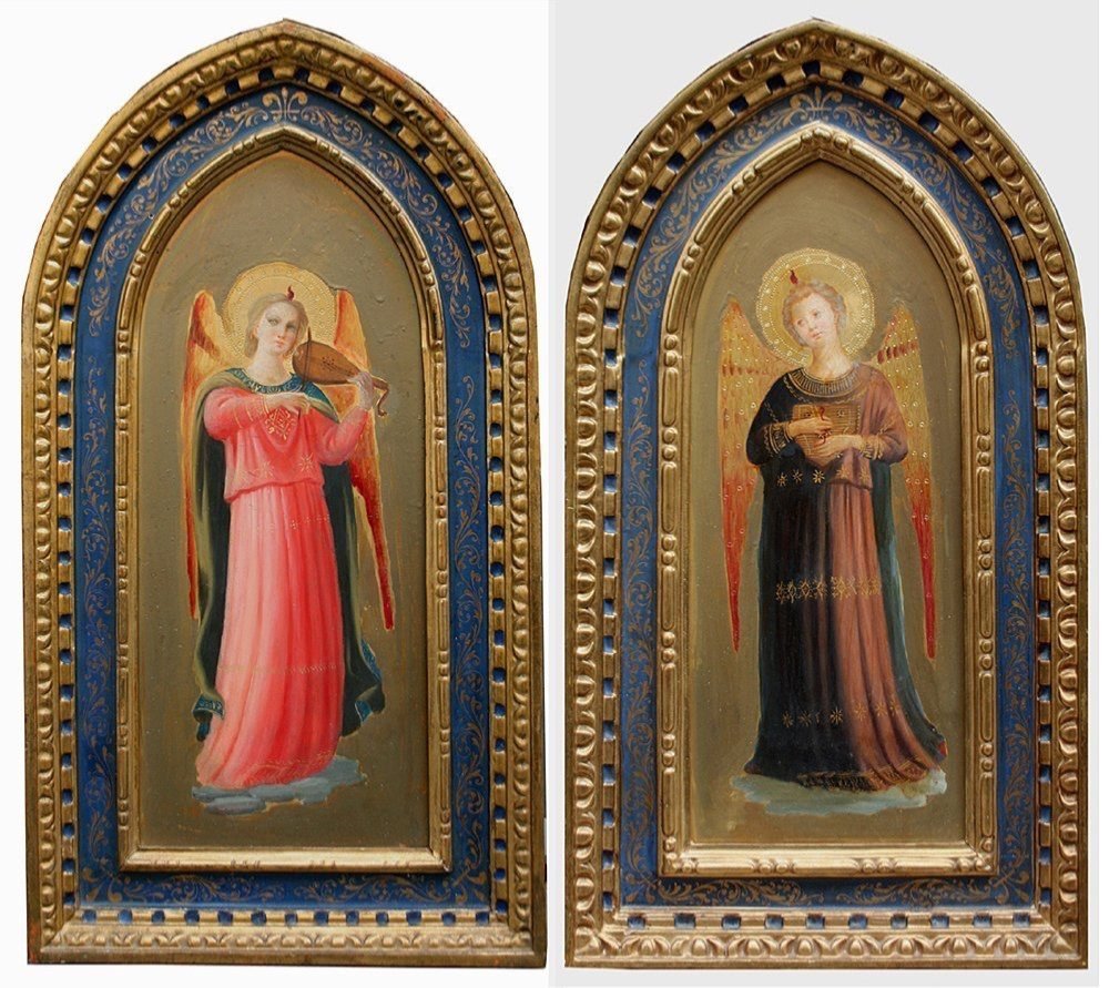 Follower Of The Painter Fra Angelico (1395-1455), A Pair Of Paintings With Musicians - Angels