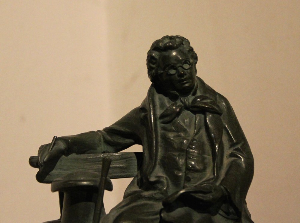 Bronze Sculpture Of Composer Franz Schubert, Vienna, Around 1900-photo-2