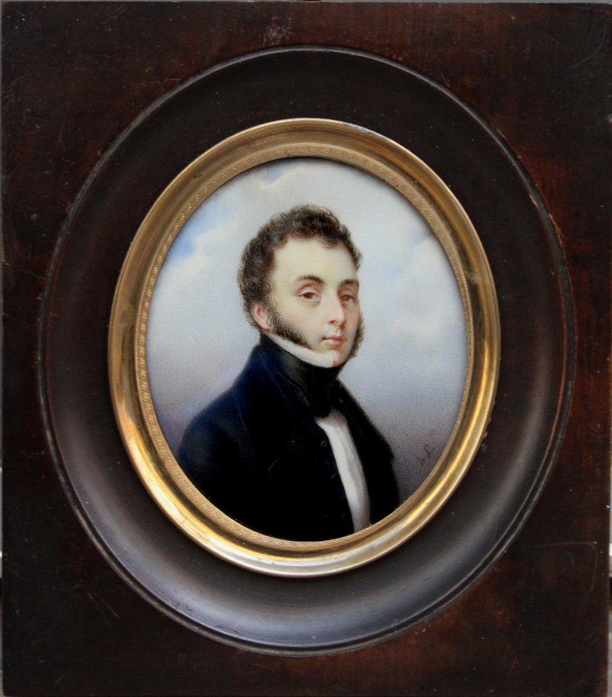 Portrait miniature d'un jeune gentilhomme par Amélie de Lacépède, née comtesse Kautz (1795-1860