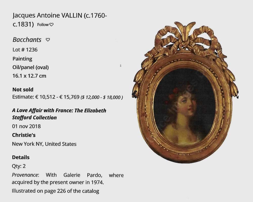 Portrait d'une bacchante par Jacques Antoine VALLIN ( Français, 1760 - Paris - 1835)-photo-3