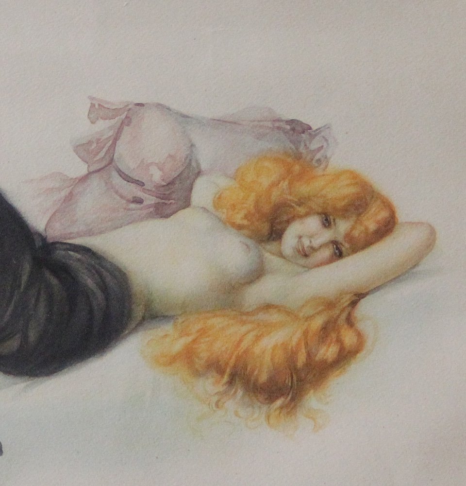 Femme élégante allongée dans un négligé par Albert Joseph Penot (Français, 1862-1930)-photo-3