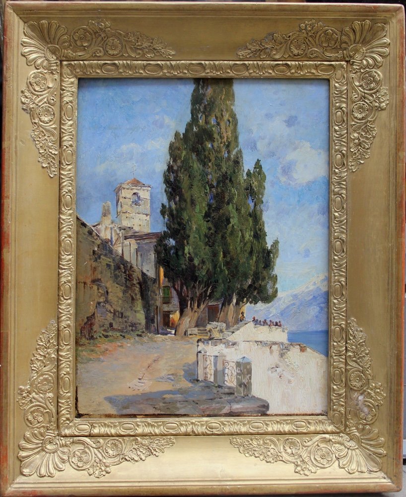 View Of The Village Brissago / Tessin On The Lake Lago Maggore, Late 19th Century
