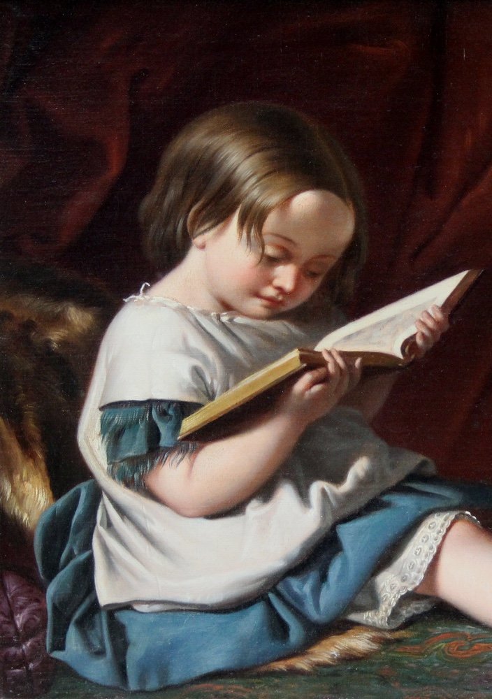 Little Girl Reading A Book By William Charles Thomas Dobson (british 1817-1898), Attributed-photo-3