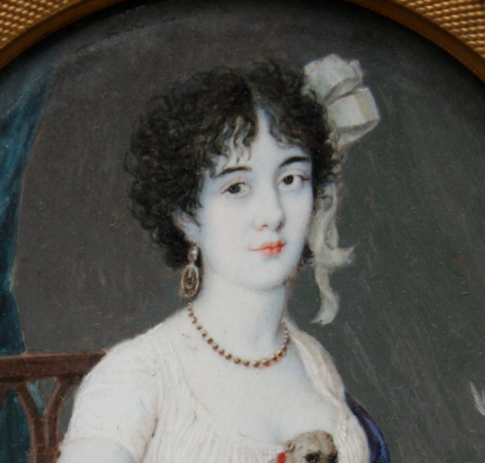 Miniaturiste français, vers 1810 Titre : Dame avec son chien préféré-photo-3