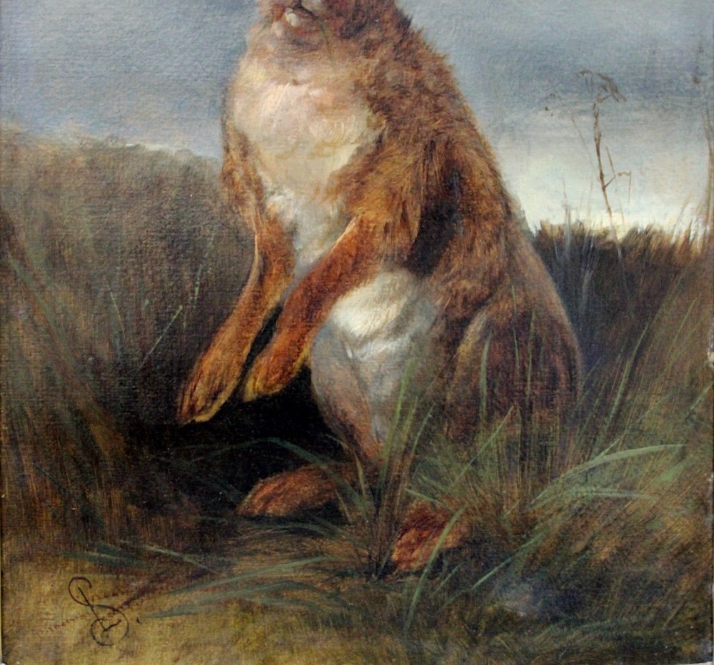 Lièvre dans un champ par Ludwig SELLMAYR (1834-1901)-photo-1