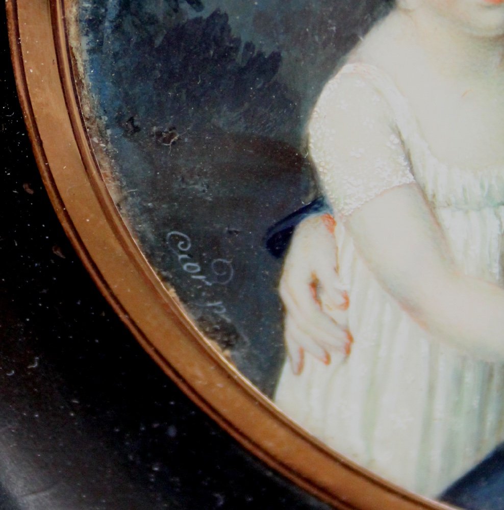 Pierre Charles Cior (français, 1769-1840), portrait miniature de la mère et de la fille-photo-3