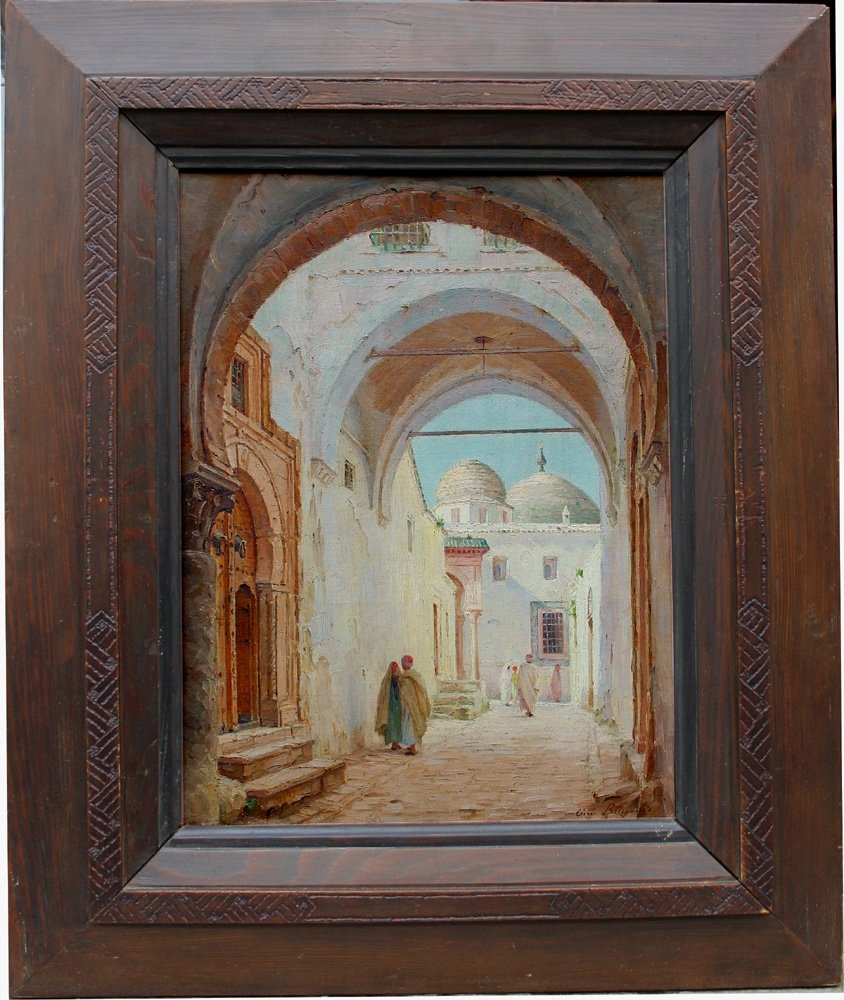 Scène de rue dans un passage de Tunis par Cécile Augustine Bougourd (Française, 1857 - 1941)