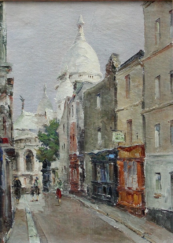 Paris View From Montmartre The Sacre Coeur by Élisée Maclet (1881 Lihons - 1962 Paris), attr.-photo-2