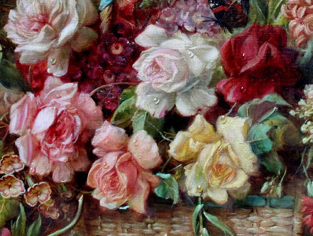 Hans Zatzka (Autriche 1859-1945), Nature  morte avec fleurs, oiseaux et papillons-photo-3