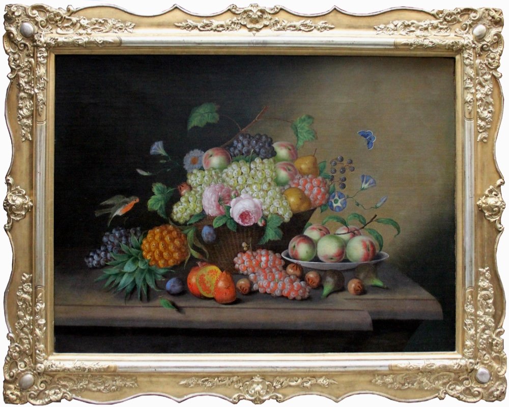 Monumental Still Life With Various Fruits And Flowers By Georg Seitz (austrian 1810-1870)
