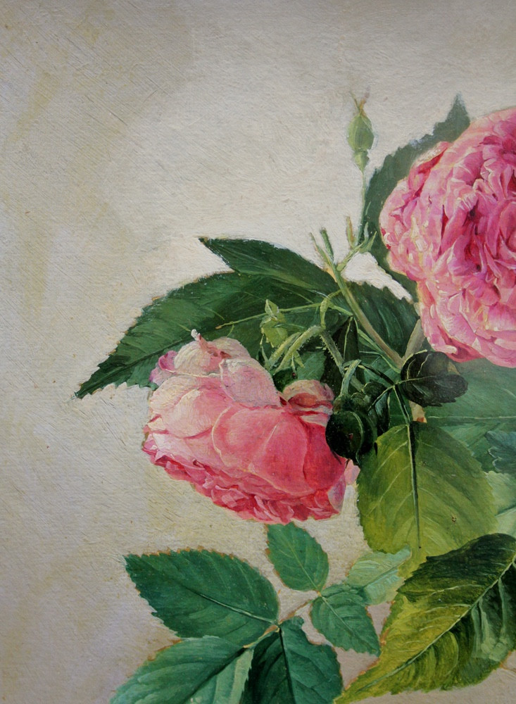Oil Study Of Roses By Franz Komlósy (hungarian-austrian, 1817-1892)-photo-1