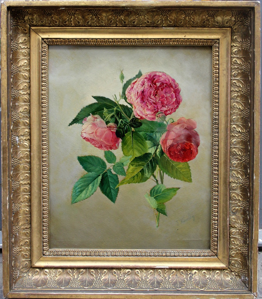Oil Study Of Roses By Franz Komlósy (hungarian-austrian, 1817-1892)