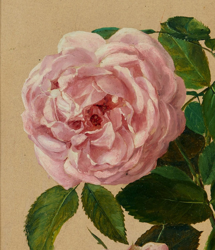 Oil Study Of Roses By Franz Komlósy (austro-hungarian Flower Painter, 1817-1892)-photo-3