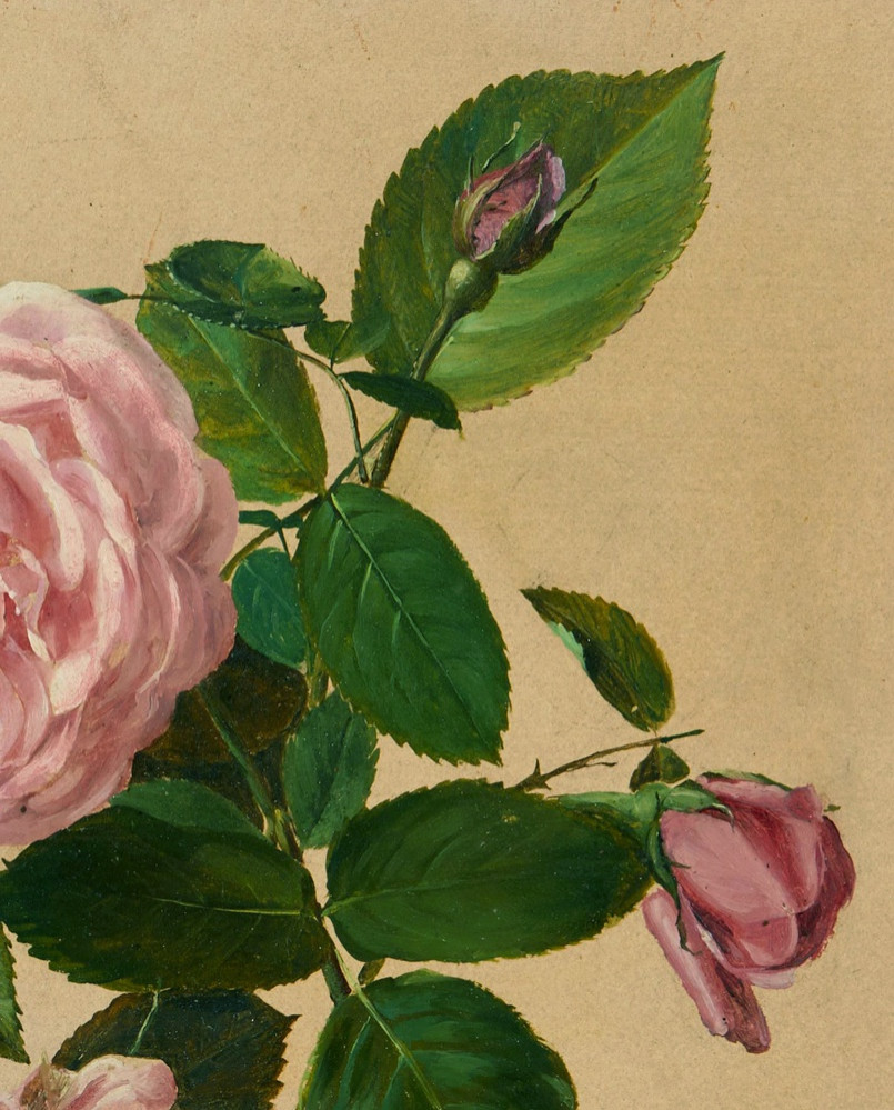 Oil Study Of Roses By Franz Komlósy (austro-hungarian Flower Painter, 1817-1892)-photo-4