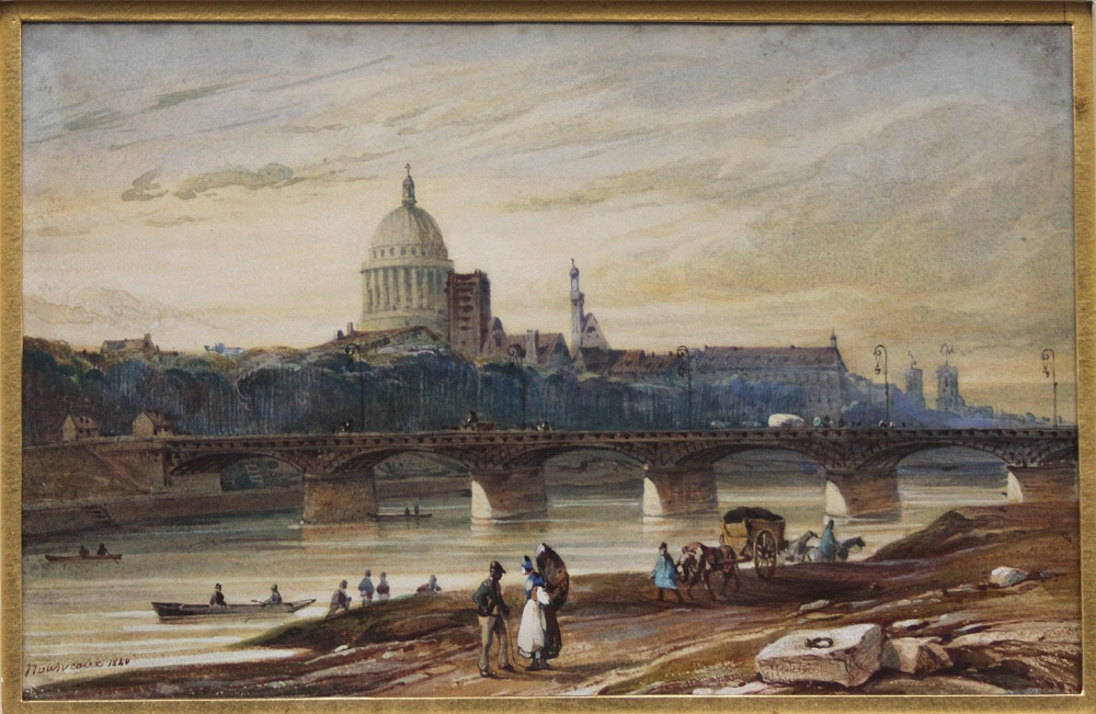 E. A. Nousveaux (1811 Paris - 1867) Paris, vue de l’île de la Cité depuis le quai de l’Institut-photo-3