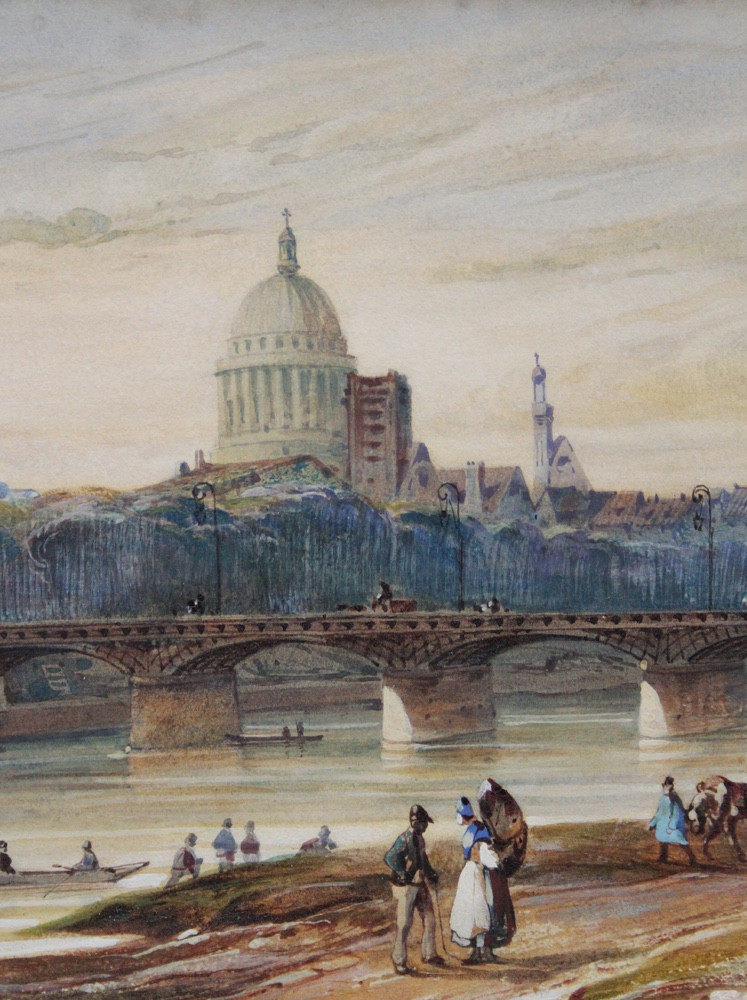 E. A. Nousveaux (1811 Paris - 1867) Paris, vue de l’île de la Cité depuis le quai de l’Institut-photo-1