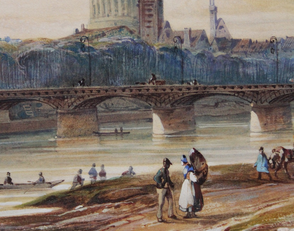 E. A. Nousveaux (1811 Paris - 1867) Paris, vue de l’île de la Cité depuis le quai de l’Institut-photo-2