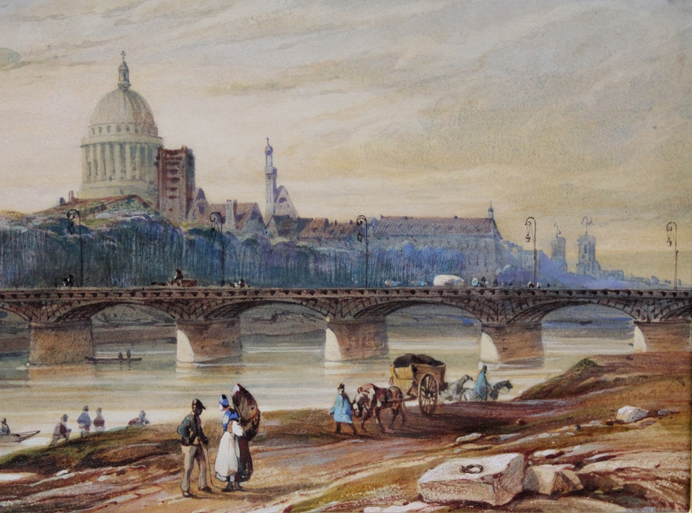 E. A. Nousveaux (1811 Paris - 1867) Paris, vue de l’île de la Cité depuis le quai de l’Institut-photo-3