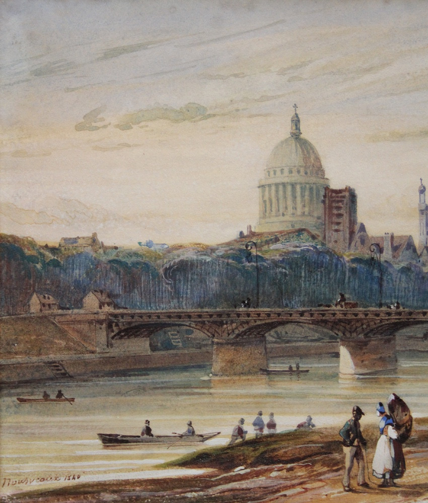 E. A. Nousveaux (1811 Paris - 1867) Paris, vue de l’île de la Cité depuis le quai de l’Institut-photo-5