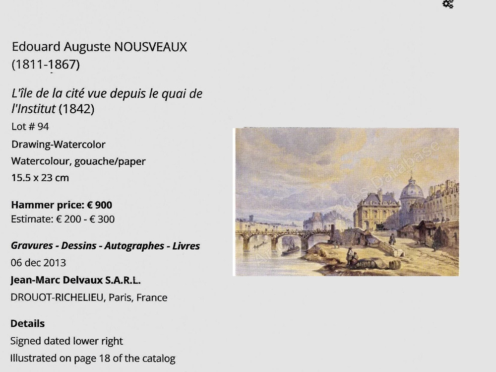 E. A. Nousveaux (1811 Paris - 1867) Paris, vue de l’île de la Cité depuis le quai de l’Institut-photo-8