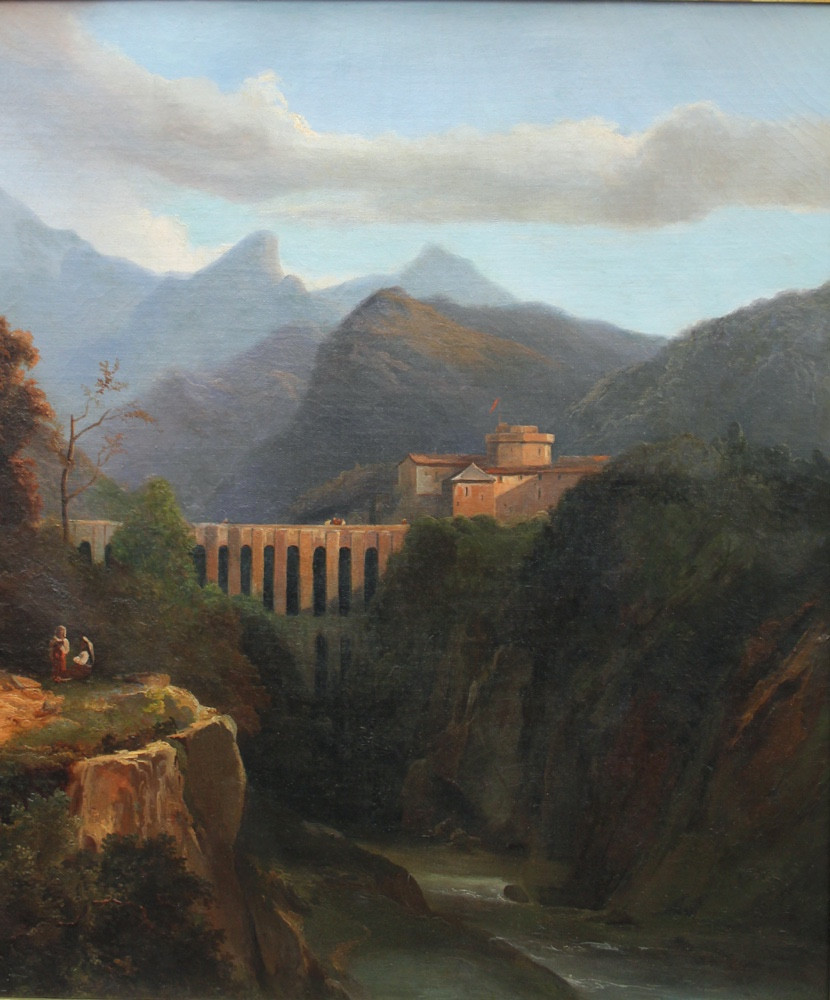 Roman Campagna With Peasants In Front Of The Path Chapel, In The Foreground An Ancient Aquaduct-photo-4