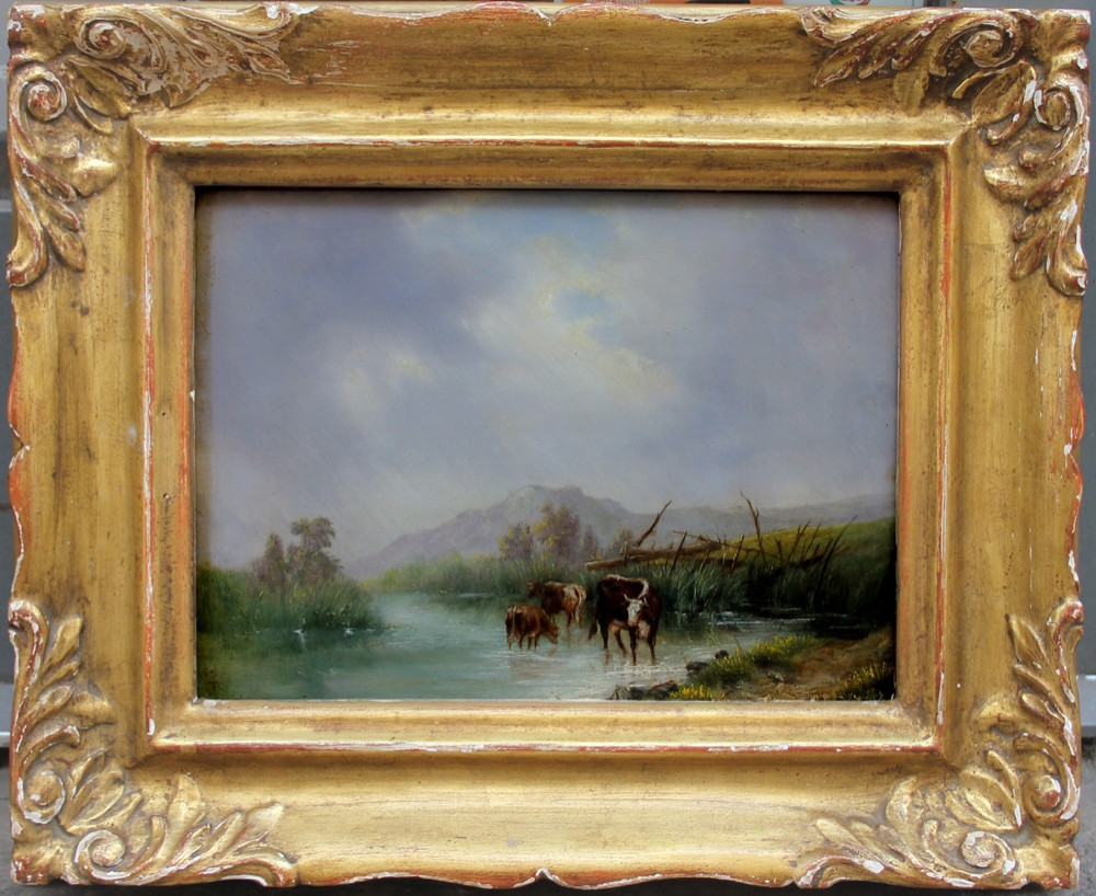 Dutch Or British Painter, Circa 1840-1850, Cows At The Watering Trough