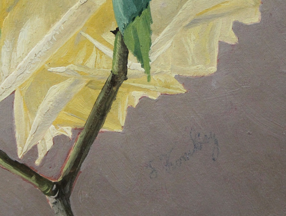Étude à l'huile d'une branche de roses par Franz Komlósy (peintre de fleurs, 1817-1892)-photo-1