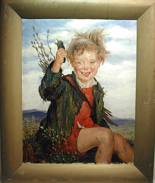 Garçon à l'oiseau par Anton  Filkuka (Autrichien, 1888 - 1957) 