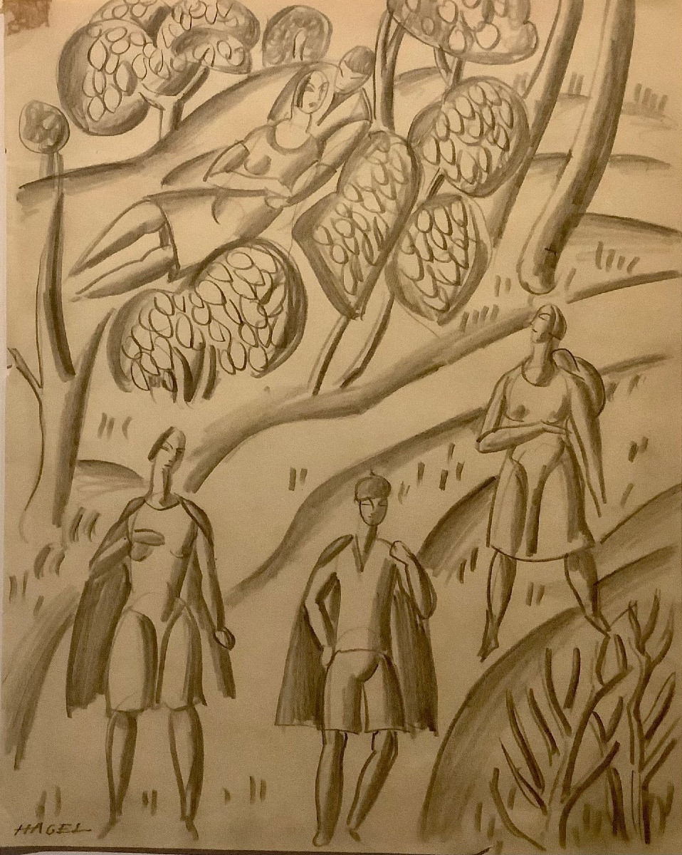 Modernist Drawing By Alfred Hagel ( Austrian 1885-1945)-photo-2