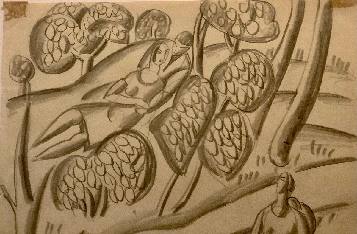 Modernist Drawing By Alfred Hagel ( Austrian 1885-1945)-photo-3