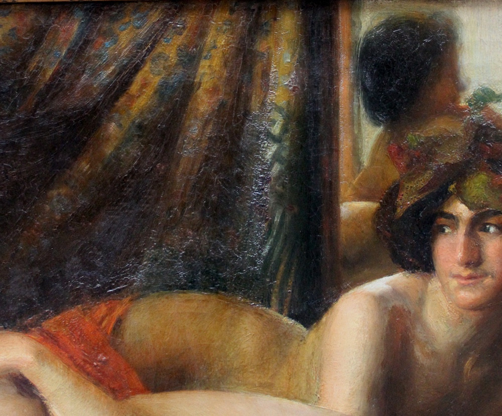 Monumental Nude Painting With Two Lovers, Spanish Painter, 19th Century-photo-4